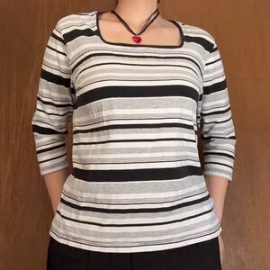black and white striped blouse